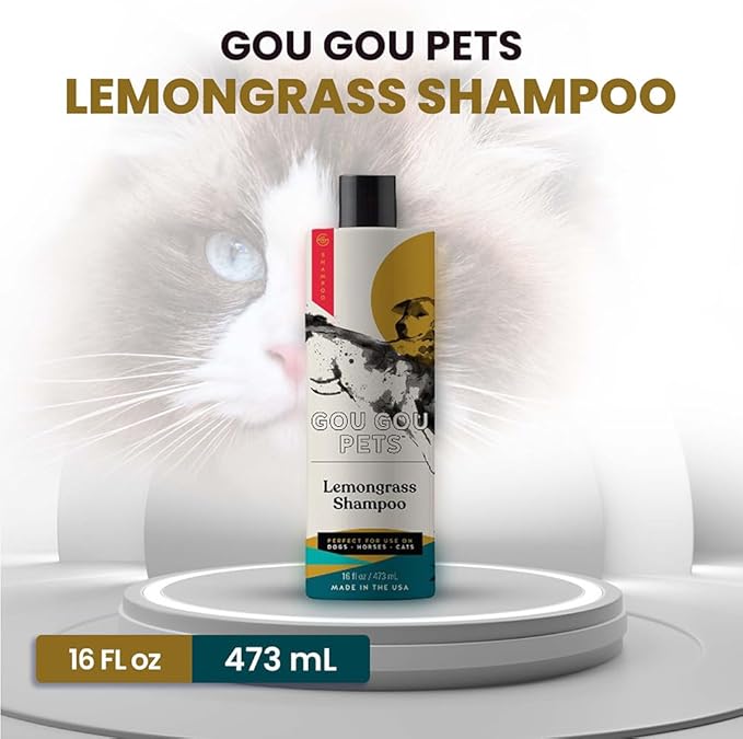 Gou Gou Pets Holistic, Natural and Clean Pet Care Lemongrass Shampoo: Veterinarian Recommended - Hydrate Your Pet’s Coat With Our Hypoallergenic Shampoo For Dogs, Cats and Horses - Made in USA - 16 oz