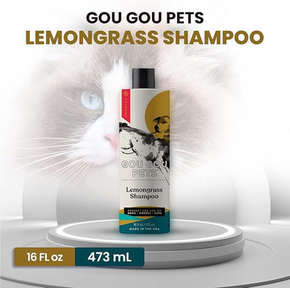 Gou Gou Pets Holistic, Natural and Clean Pet Care Lemongrass Shampoo: Veterinarian Recommended - Hydrate Your Pet’s Coat With Our Hypoallergenic Shampoo For Dogs, Cats and Horses - Made in USA - 16 oz