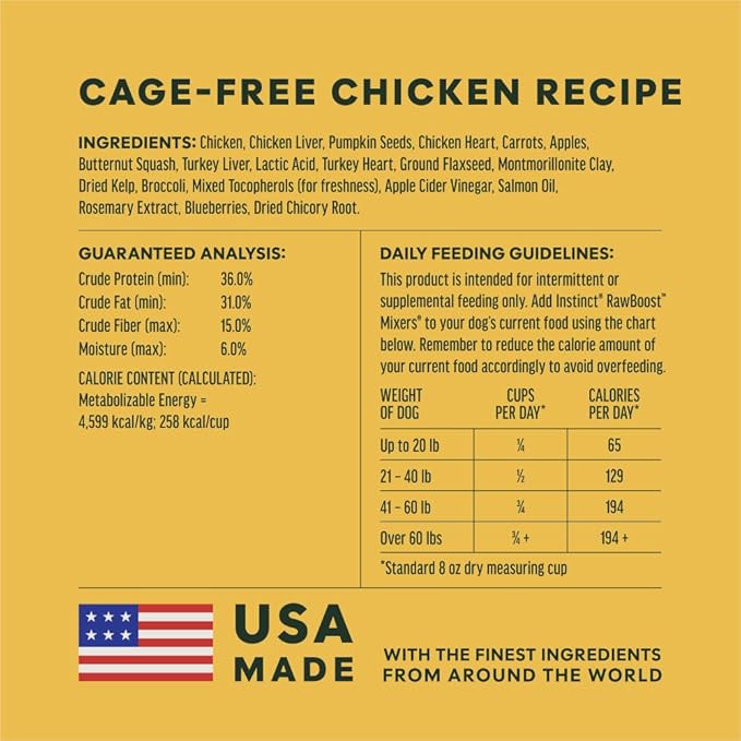 Instinct Raw Boost Mixers, Freeze Dried Dog Food Topper, Grain Free - Cage Free Chicken, 6 oz. Bag