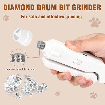 2-in-1 Dog Nail Grinder &Dog Nail Clippers with Light，Cat Nail Clippers ，Ultra-Quiet, USB Rechargeable, Multiple Grinding Methods, and Splash Guard for Large Medium Small Dogs Cats Pets(Pink)