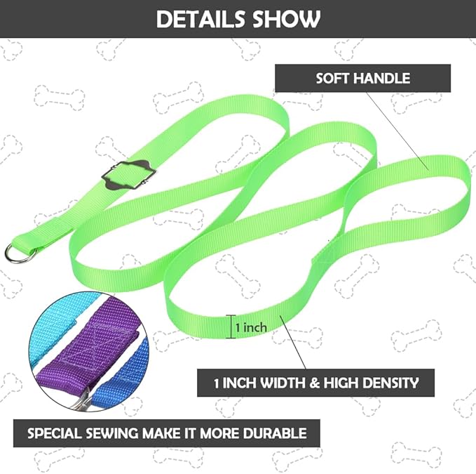 HOMIMP Slip Lead Dog Leash 6 FT-8 PCS Bulk Colors Kennel Control Leashes for Small Medium Large Dogs Puppy Animal Rescue, Grooming - Heavy Duty Strong Nylon 6 Foot Long for Shelter, Vet, Training
