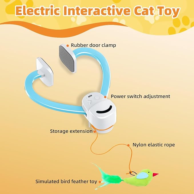 CATPICK Interactive Cat Toys for Indoor Cats Automatic Electric Flying Bird Feather Mouse Toy - Best Kitten & Adult Cat Enrichment Mouse cat Toy Hanging Electric Kitty Toys for Bored Cats