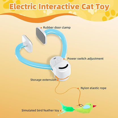 CATPICK Interactive Cat Toys for Indoor Cats Automatic Electric Flying Bird Feather Mouse Toy - Best Kitten & Adult Cat Enrichment Mouse cat Toy Hanging Electric Kitty Toys for Bored Cats