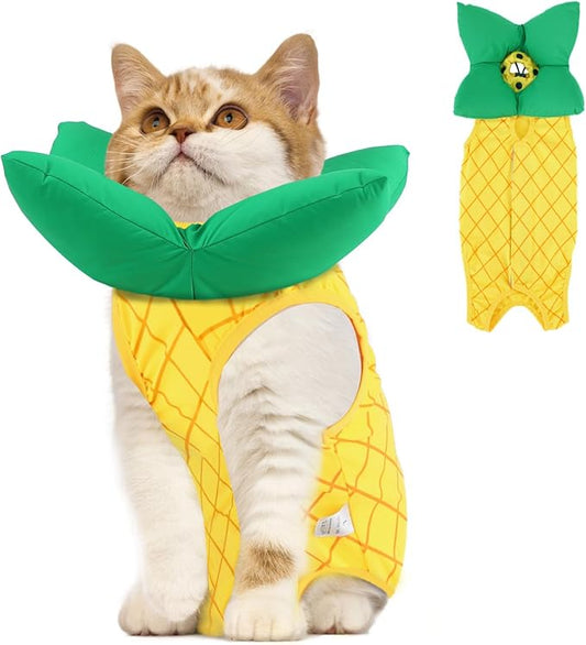 EMUST 2PCS Cat Recovery Suit and Cat Surgery Suit, Soft Kittens Onesie for Cats After Surgery Female, Cute Kitten Surgery Recovery Suit Female Under 4lb, Yellow, S
