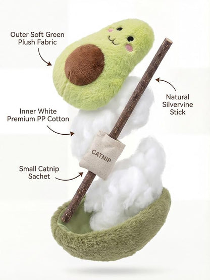 Petelligent Durable and lnteractive Cat Teething Stick Toys: Chewing Stick, Grinding Teeth Rod, and chewable Cat Doll for Your Pet's Entertainment (Avocado Green)