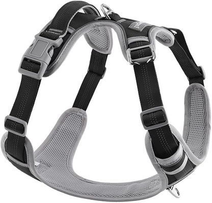 Paawpal Adjustable Dog Harness - No Pull, Reflective, Soft Padded for Small, Medium, Large Dogs - Includes Leash and Collar Black M