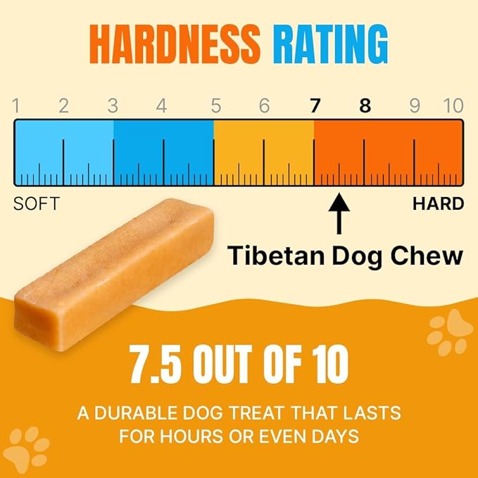 Tibetan Dog Chew Yak Cheese Sticks (4 Large Chews) - Natural Handmade Treats for Large Dogs, Long-Lasting, Easy to Digest with No Additives, Rawhide, Grains, or Gluten, Perfect for Aggressive Chewers