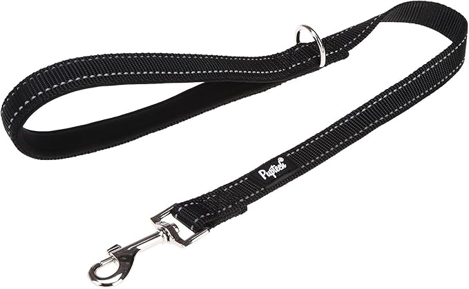 PUPTECK Reflective Dog Leash with Comfortable Padded Handle Durable Nylon Dog Lead for Small Medium and Large Dogs Cats Walking Running Training Outside, Black