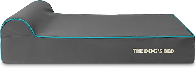 The Dog’s Bed Orthopedic Headrest Dog Bed Large Grey/Blue, Memory Foam, Pain Relief for Arthritis, Hip & Elbow Dysplasia, Post Surgery, Lameness, Waterproof Washable Cover, Veterinary Approved