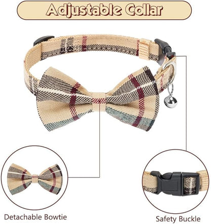 BINGPET Dog Harness Collar Leash Set,Adjustable No Pull Escape Proof Small Dog Harness,Classic Plaid Puppy Harness and Leash Set for Small Medium Large Dogs Training Easy Walk Running(Beige,M)