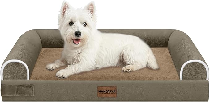 Medium Dog Bed Orthopedic Washable: Beds Bolster Medium Sized Dogs Bed Egg Crate Foam Couch Sofa Waterproof with Removable Cover - Brown