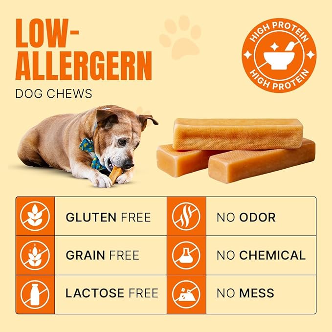 Tibetan Dog Chew Yak Cheese Sticks (12 Large Chews) - Handmade Treats for Aggressive Chewers, Easy to Digest, No Additives, Rawhide, Grains, or Gluten - Ideal Dog Toy and Travel Bag Companion
