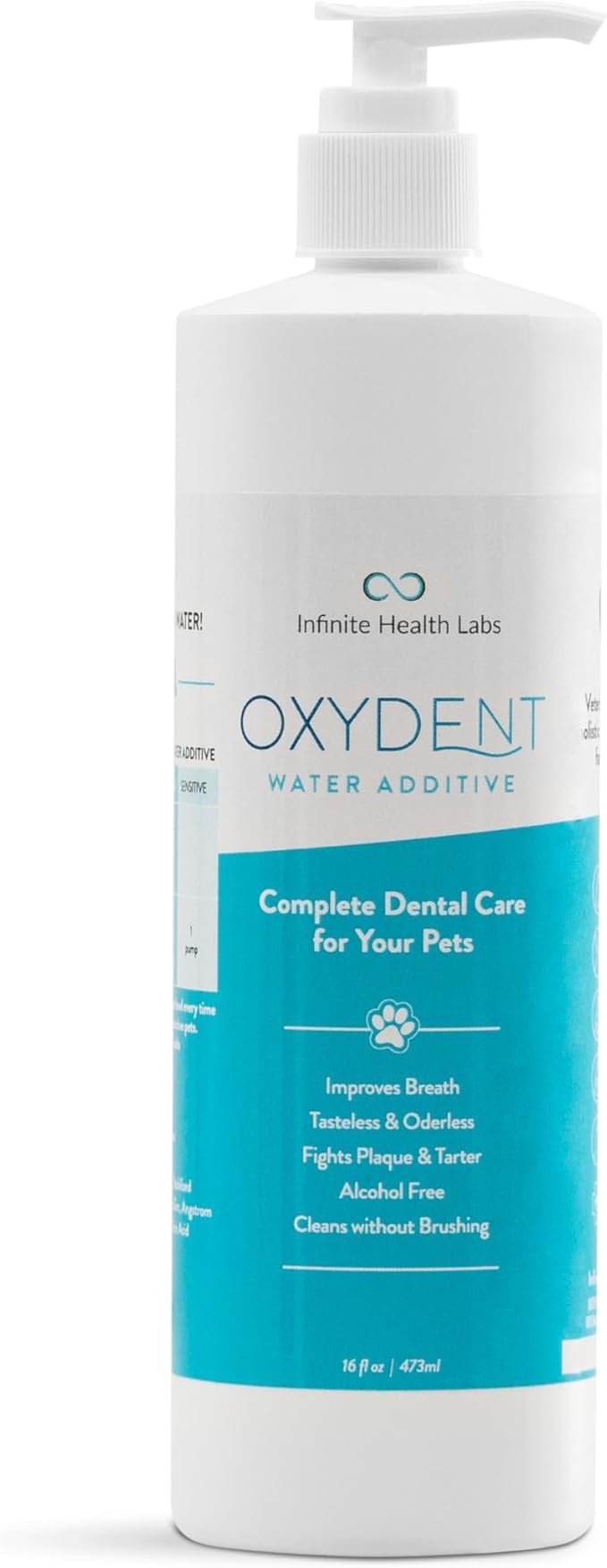 Infinite Health Labs Oxydent Premium Pet Dental Care Solution - Pet Water Additive & Mouthwash for Teeth Cleaning - Eliminate Bad Dog & Cat Bad Breath - Dog Dental Rinse - Fights Tartar & Plaque