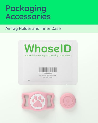 WhoseID IP68 Waterpoof Dog Airtag Holder, Stretchy Silicone Full Body Covered Apple Air Tag Holder for Dog Cat Collar Fit All Width Collar (Pink, 1 Pack)