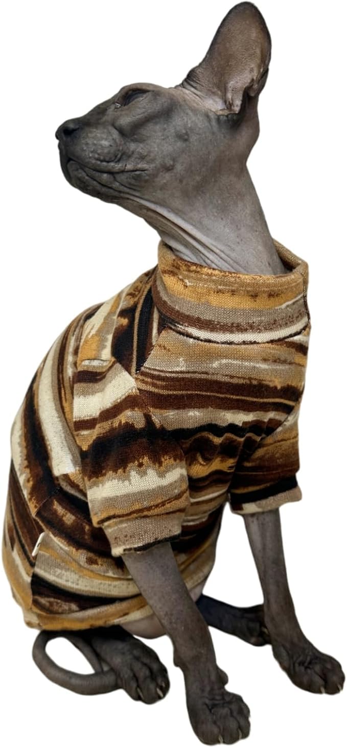 Sphynx Clothes Hairless Cat Shirt Cat Vest Pet Clothes, Round Collar Vest Kitten Shirts, Cats & Small Dogs Apparel (Rust Color, Medium)