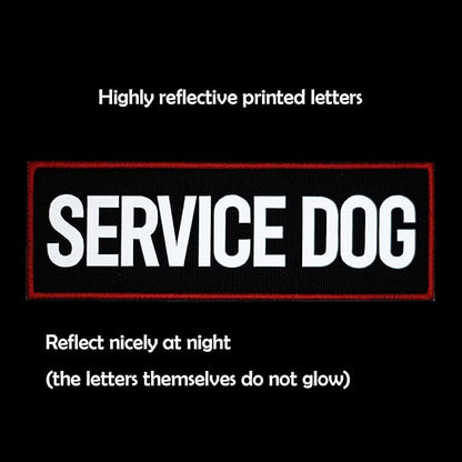 FITZNORA 2 Pcs Reflective Service Dog Patch Set with Hook and Loop Fastener, Embroidered Border with Printed Letters Patch for Dog Vest Harness (4.7 x 1.5 inches)
