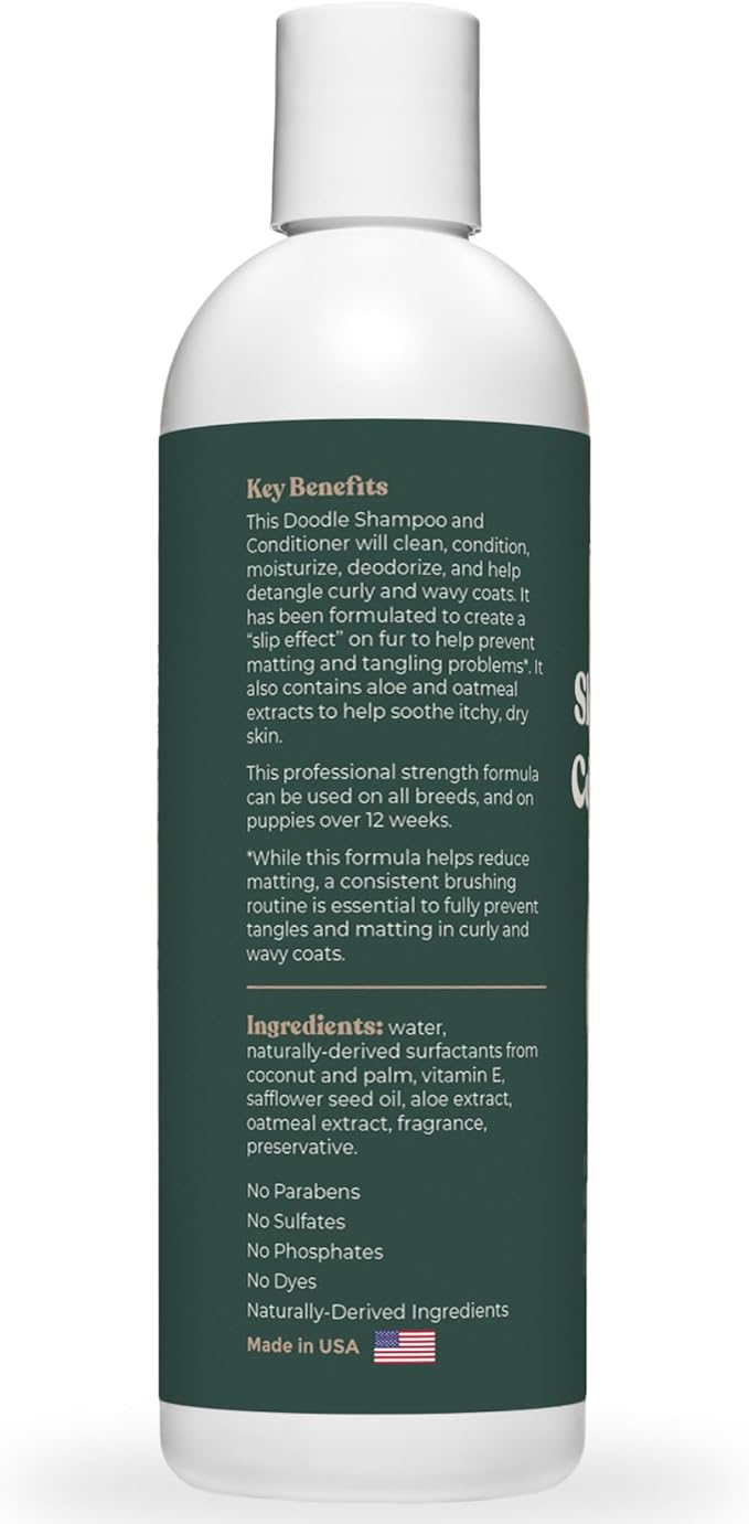Doodle Shampoo and Conditioner - Best Dog Shampoo for Goldendoodle, Poodles, Doodle Breeds - for Curly & Wavy Coats - Natural Ingredients - Made in USA 16 Fl Oz