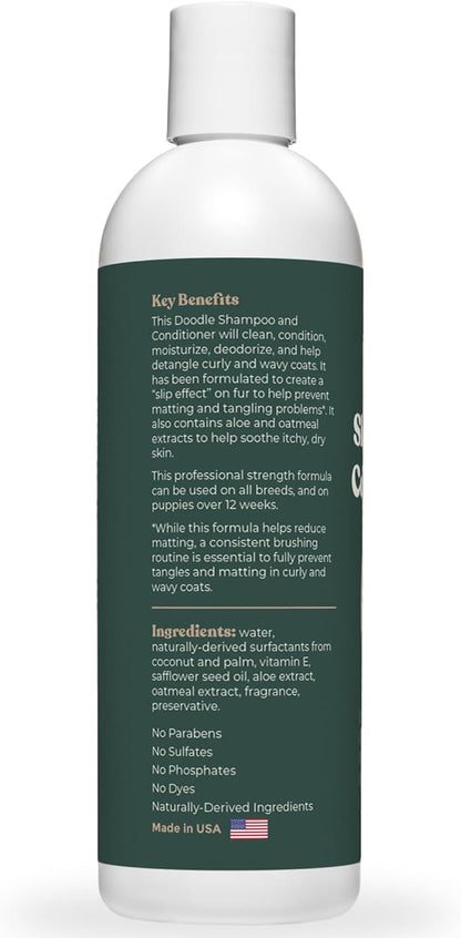 Doodle Shampoo and Conditioner - Best Dog Shampoo for Goldendoodle, Poodles, Doodle Breeds - for Curly & Wavy Coats - Natural Ingredients - Made in USA 16 Fl Oz