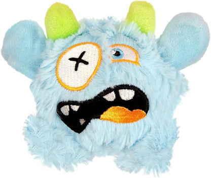 FCCUM Squeaky Plush Pet Toy Ball, Dental Care, Skin-Friendly and Soft and Relieve Stress, Little Monster Plush Ball Toy Suitable for All Breeds (Sky Blue,Small)