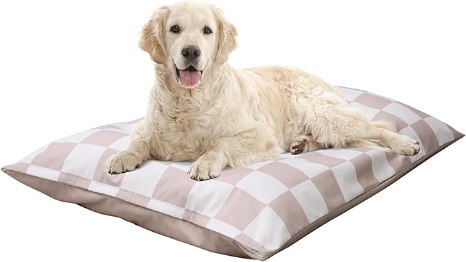 UWELL PETS Large Dog Bed with Removable Washable Cover for Large Dogs Deluxe Plush Dog Crate Beds Comfy Kennel Pad Waterproof Lining and Blue Gel Memory Foam Memory Foam（Brown 40.2 * 30 * 4in）