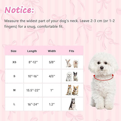Dog Collar with Bows Patterns, Spring Summer Collection Pink Dog Collar with Exquisite Pendant, Durable Adjustable Collars for Gifts & Daily Use-M