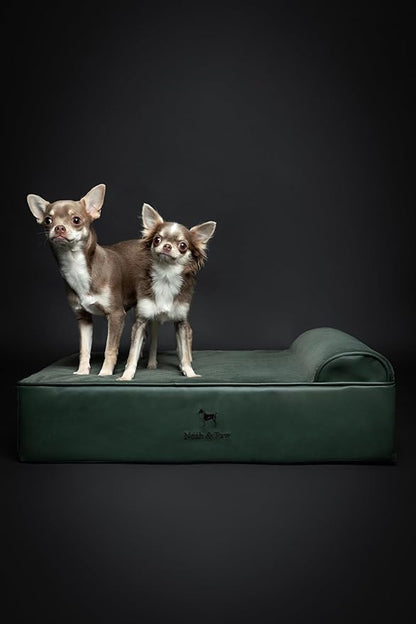 NOAH & PAW Dog Bed, 28x23x7.5 Inch, Orthopedic Dog Beds for Medium Size Pets, Eggshell Memory Foam Infused with Cooling Gel, Waterproof, Machine Washable, Includes Inner Cover (Faux Leather)