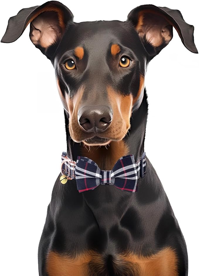 Yizepet Dog Collar with Bow Tie- Adjustable pet Collar for Dogs with Plastic Buckle Collar, Stylish Pattern for Small Medium or Large Boy and Girl Dog and Cat