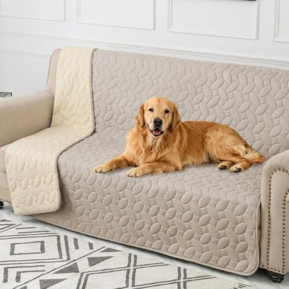 Ameritex Waterproof Pet Bed Cover Anti-Slip Dog Bed Blanket for Sofa and Furniture Waterproof New Pattern Design (Khaki, 52x82 Inch (Pack of 1))