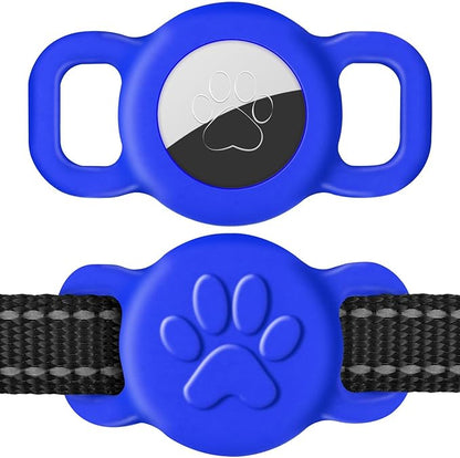 Dynmeow Dog Cat Collar Holder Compatible with Airtag, Anti-Lost Silcione Holder for 3/8 and 5/8 Inch Wide Collars, Navy-Blue, S(1 Pack)