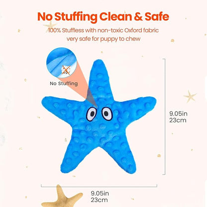 HGB Squeaky Dog Toys - Starfish No Stuffing Crinkle Plush Dog Toys for Small Medium Breeds, Puppy Toys to Keep Them Busy & Puppy Teething Chewing for Anxiety Relief and Fetch Training, 2 Pack