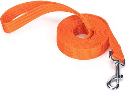 Siumouhoi Strong Durable Nylon Dog Training Leash, 1 Inch Wide Traction Rope, 6 ft 10ft 15ft Long, for Small and Medium Dog (Orange, 10 Feet)