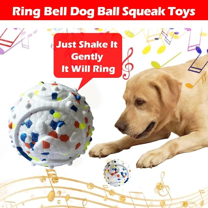 CAISHOW Dog Ball Squeak Toys (Bell Ball 2Pcs White)