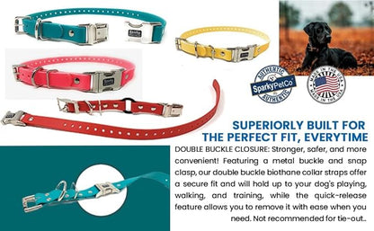 Sparky Pet Co - Zeus ECollar Replacement Strap - Bungee Loop Dog Collar - Waterproof Biothane - Adjustable - Double Buckle - Quick Snap Metal Clasp - for Invisible Fence Systems - 1"x 30" Blue Camo
