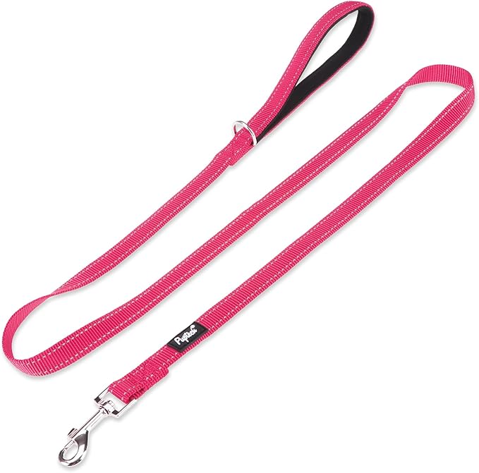 PUPTECK Reflective Dog Leash with Comfortable Padded Handle Durable Nylon Dog Lead for Small Medium and Large Dogs Cats Walking Running Training Outside, Hot Pink