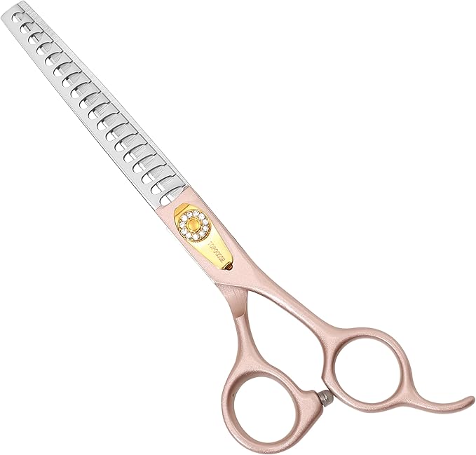 TOPGOOSE Thinning Shears for Dogs and Cats Pet Grooming Scissors Chunkers Shears 440C Stainless Steel Professional Dog Trimming Scissors 7.5'' (Rose Gold, Chunker)