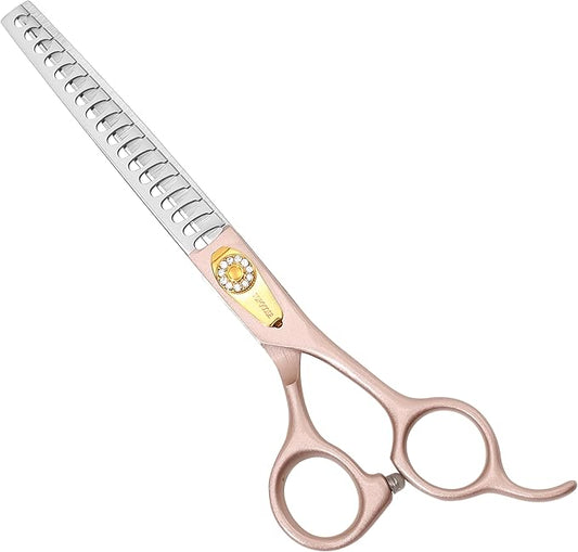 TOPGOOSE Thinning Shears for Dogs and Cats Pet Grooming Scissors Chunkers Shears 440C Stainless Steel Professional Dog Trimming Scissors 7.5'' (Rose Gold, Chunker)