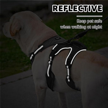 PUPTECK Escape Proof Dog Harness and Leash Set Upgraded No Pull Reflective Dog Vest with Lift Handle, Easy Control Pet Harness for Medium Large Dogs Training Walking Running