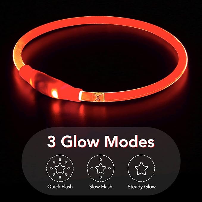 Colaseeme LED Dog Collar, Light Up Dog Collar 1 Count USB Rechargeable TPU Glow Safety Dog Necklace Light, Dog Lights for Medium Large Dogs (Red)