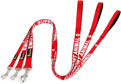 Plutus Pet Emotional Support Animal Leash with Soft Neoprene Padded Handle,Printed in Large Letters on Both Sides,4ft Long,Red,1" Wide for Large Dogs
