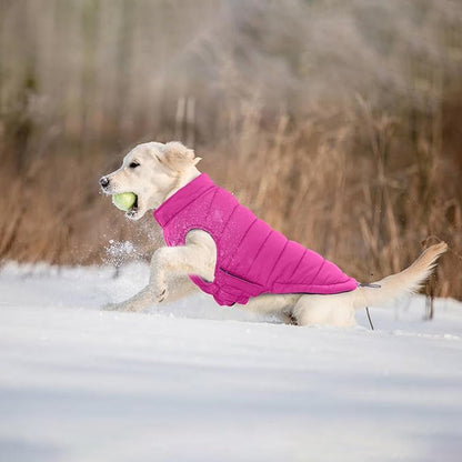 Lelepet Reversible Dog Coat Waterproof Dog Jacket Windproof Puffer Vest for Winter Warm Lightweight Coats for Large Dogs Adjustbale Hook & Loop Pet Apparel with Leash Hole, Golden Retriever, 3XL