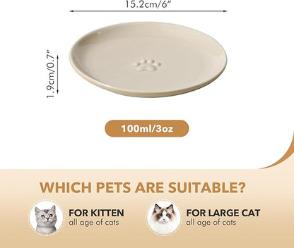 Havniva 6.1'' Ceramic Wide Cat Dishes, Set of 3 Ceramic Cat Bowls, Indoor Kitten Feeding Wet & Dry Shallow Food Dish Anti Whisker Fatigue(3 Pcs)