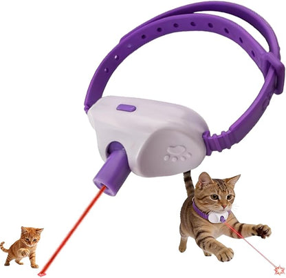 Walfront Cat Toys, Interactive Purple Light-Up Collar, USB Rechargeable, Adjustable 9.1–13.4in, 2 Modes & 41° Angle, Indoor Play for Multiple Cats & Kittens, Fun & Exercise