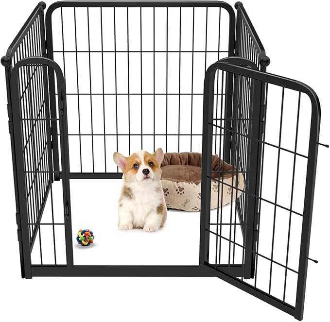 FXW Homeplus Unleashed Indoor Dog Playpen - Stress-Free and Safe Play, Heavy Duty 24 Inch 4 Panels Dog Pen for Puppy and Small Dogs, Black│Patented