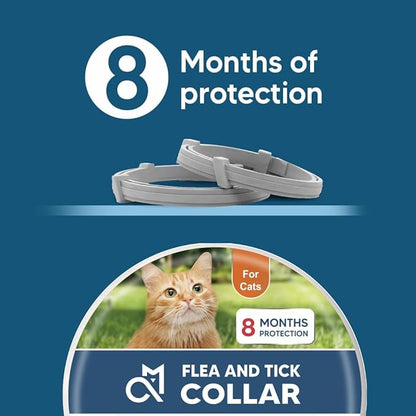 fcesiweg Flea Collar for Cats, Tick Collars for Cats,8 Months Protection,Plant Ingredients, Cat Flea Tick Collar -2P