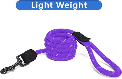 Pawtitas 6FT Training Dog Leash Durable Medium Rope Leash for Dogs Premium Quality Heavy Duty Rope Lead Strong and Comfortable - Purple Puppy Leash