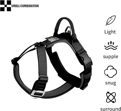 Adjustable Dog Harness with Handle, Padded Comfort,Small, Medium and Large Dogs (Black, M)