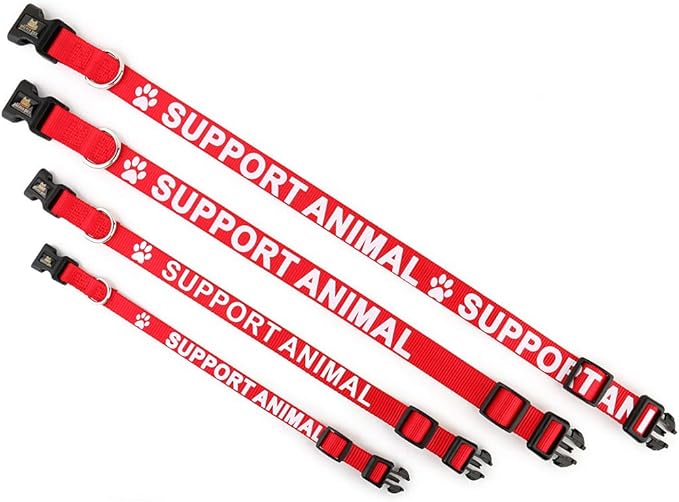 Plutus Pet Support Animal Collar,Printed in Large Letters on Nylon Webbing,Prevents Accidents by Warning Others of Your Dog in Advance,Two Colors,Four Sizes,Neck 16-24 inch,Large,Red