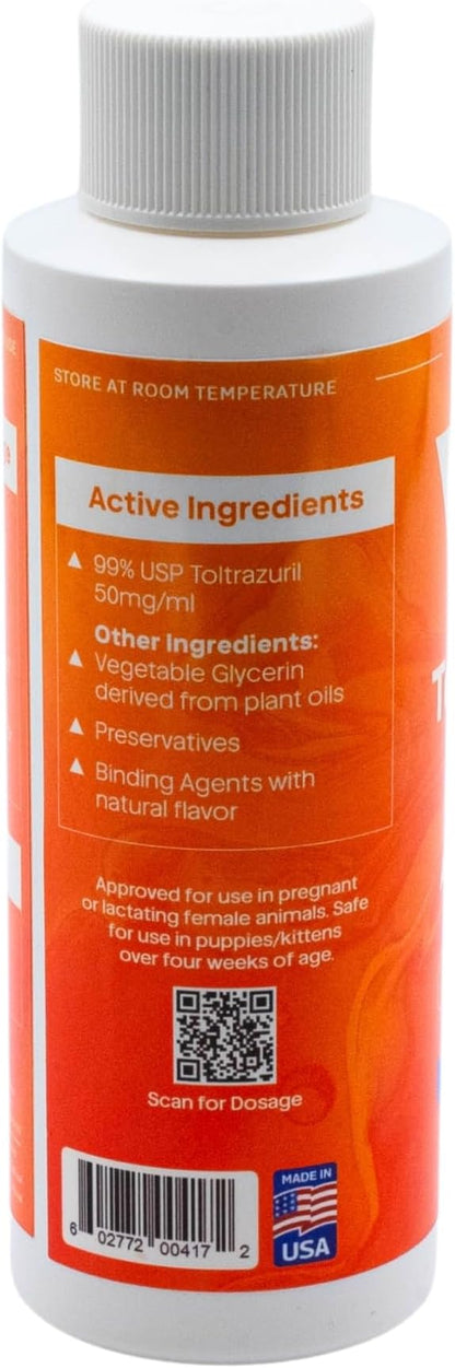 ToltraMax Toltrazuril 5.0% for Horses, Dogs, Cats, 120mL/4 Ounce, for Non-Food Chain Animals, Chicken