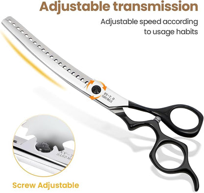 CITYWISH Dog Grooming Scissors,Curved Chunkers Shears Deg Grooming with Safety Round Tips, Sharp and Comfortable 4 in 1 Dog Scissers for Grooming