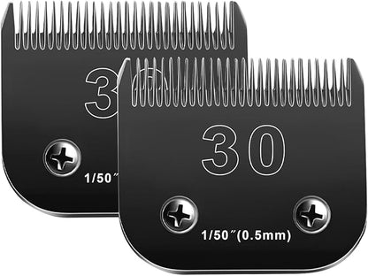 Audoc 30 Blades Dog Grooming Blades Compatible with Andis/Oster A5/Wahl KM-10 Series Dog Clippers,Detachable Dog Clipper Replacement Blades,Black,(30#/2PCS)
